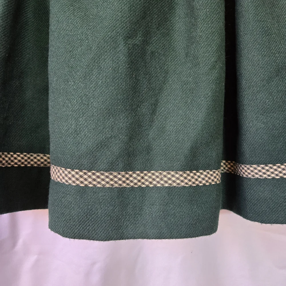 Pamela Chicas Girls Green Sleeveless Heart Gingham Accent Wool Dress 5 Vtg Spain